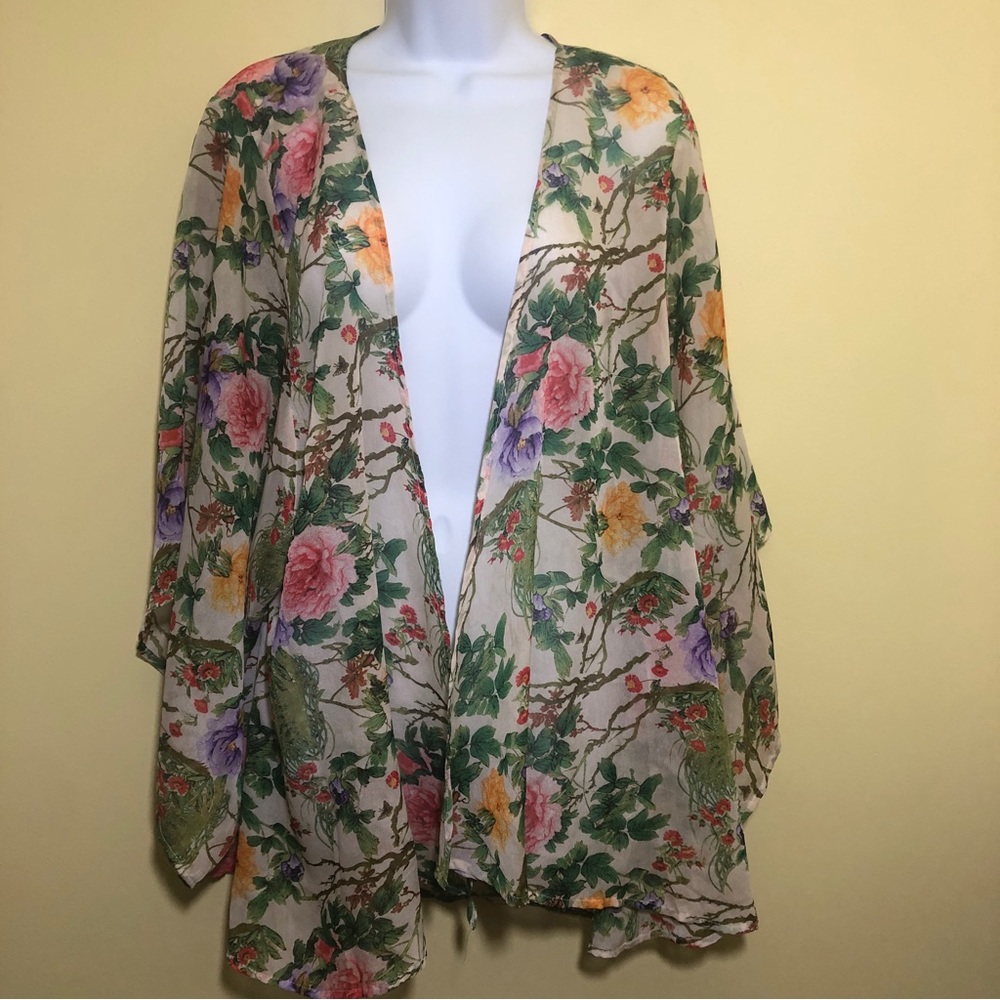 Cotton Candy Womens Komono SMALL Floral Cover Up Robe Lightweight Cottage Core